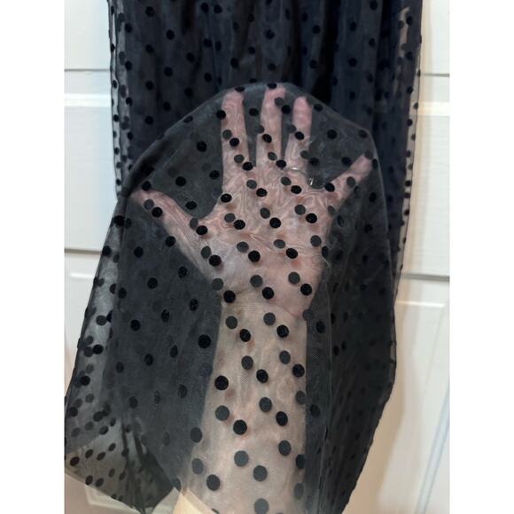 NWT Rebecca Vallance Black Sheer Tulle Belted Bodysuit Midi Tiffani Dress Size 8 - Picture 8 of 16